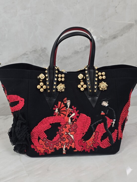 Christian Louboutin Handbags - 🔥RARE🔥 Christian Louboutin Tote Bag with Red Embroidered Flamenco Motif